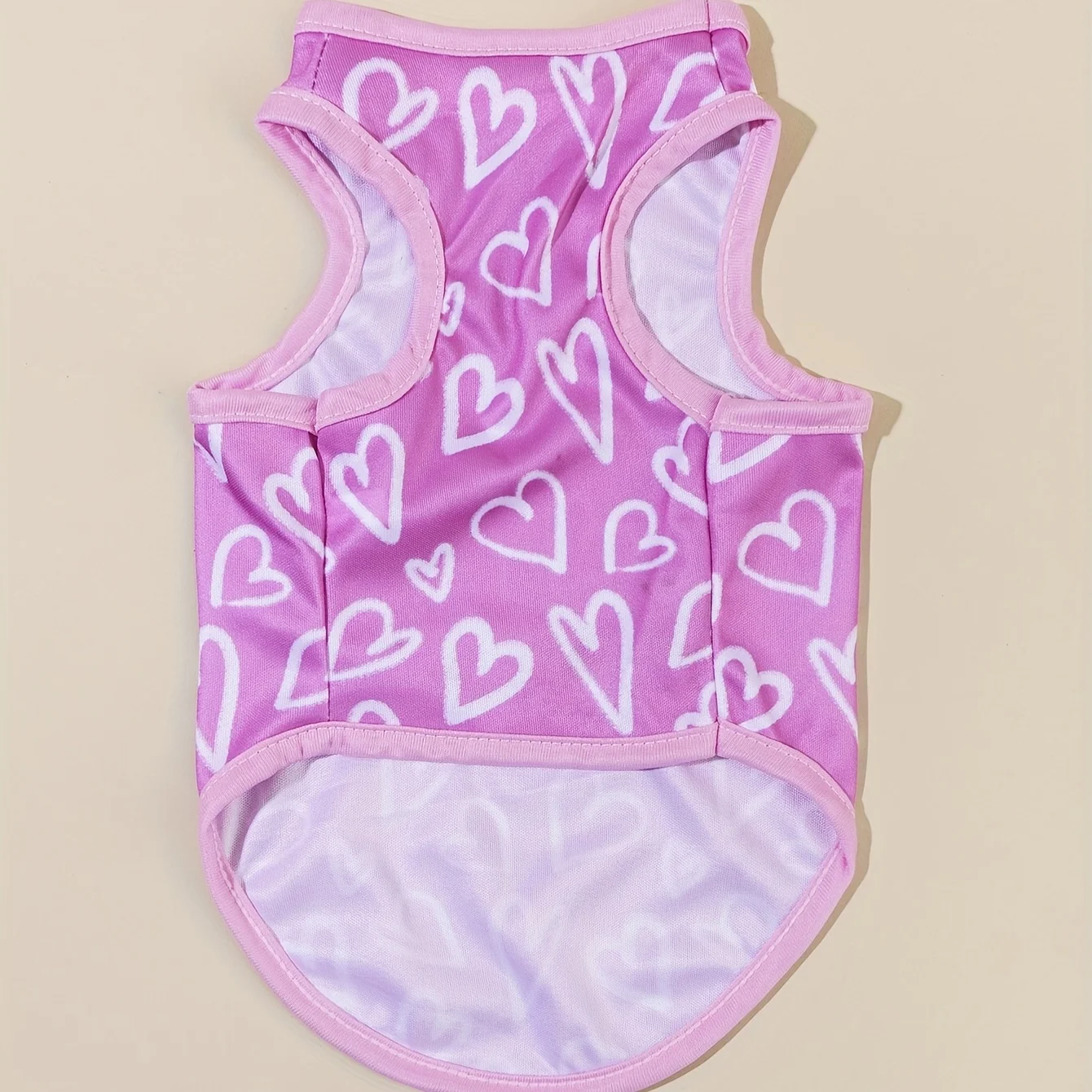 Pet clothes: dog and cat vest comfortable, breathable, elastic, not tight, full of pink hearts