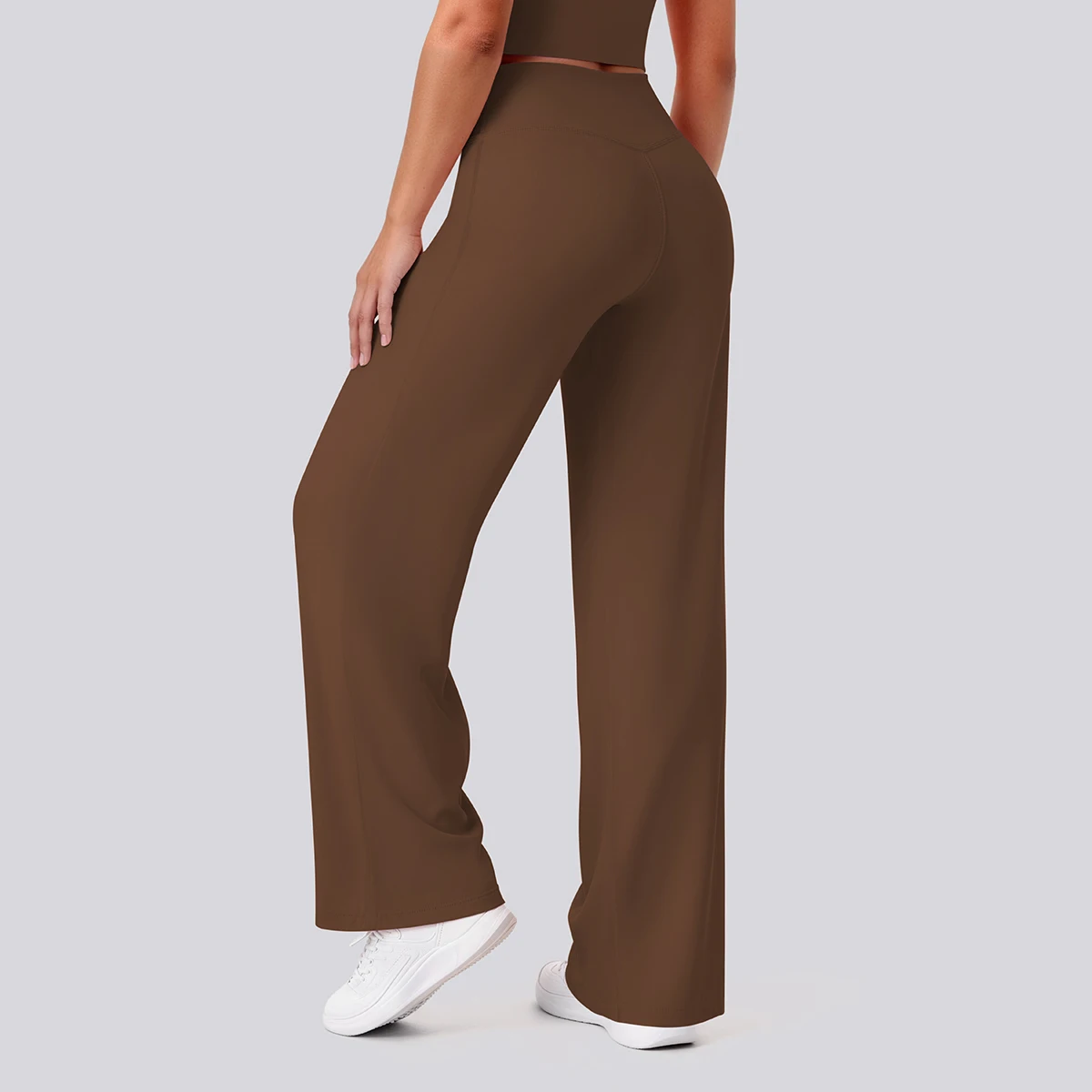 Rooftrellen Damen-Sporthose, Schlaghose, Hochgeschnittene, Lose Weite Hose, Einfarbig, Dünne Fitness-Sporthose für Frauen – Detail 7