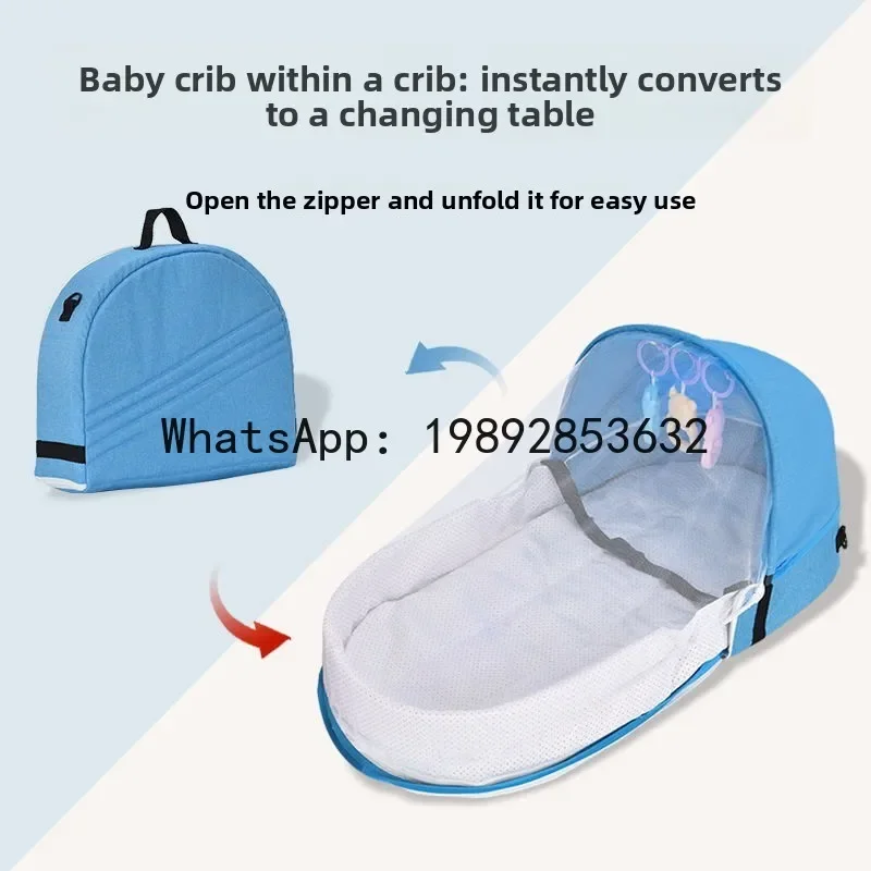 r15Convenient Folding Anti-Pressure Baby Bed Mid-Bed Newborn Baby Travel Crib