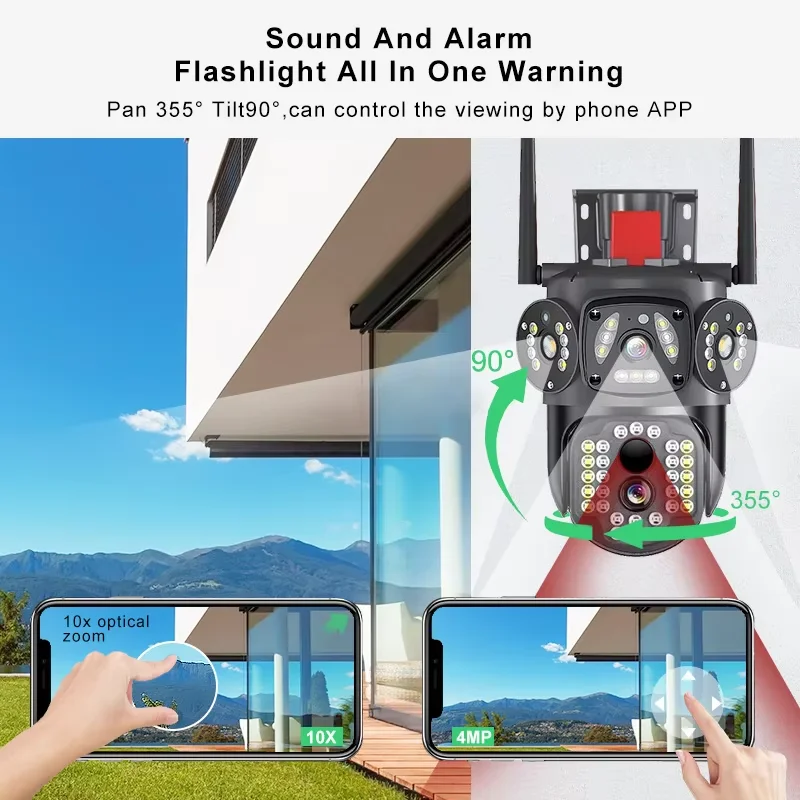 HIKWIFI Ultra HD 6K 12MP كاميرا لوحة طاقة شمسية 4G بطاقة Sim V380Pro 10x زووم بصري كشف الحركة زاوية واسعة للرؤية الليلية CMOS #6