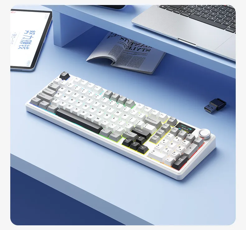 AULA F99Max Mechanical Keyboard Three-mode Link Smart Display  Full-key Hot-plug 8,000 MAh Battery Pre-sale Custom for Gamers