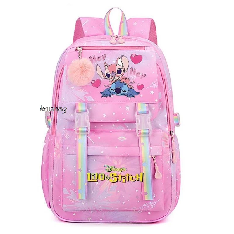 Fashion MINISO Disney Stitch Backpack Boys Girls Kids School Book Bags Women Bagpack Teenagers Canvas Laptop Travel Backpack