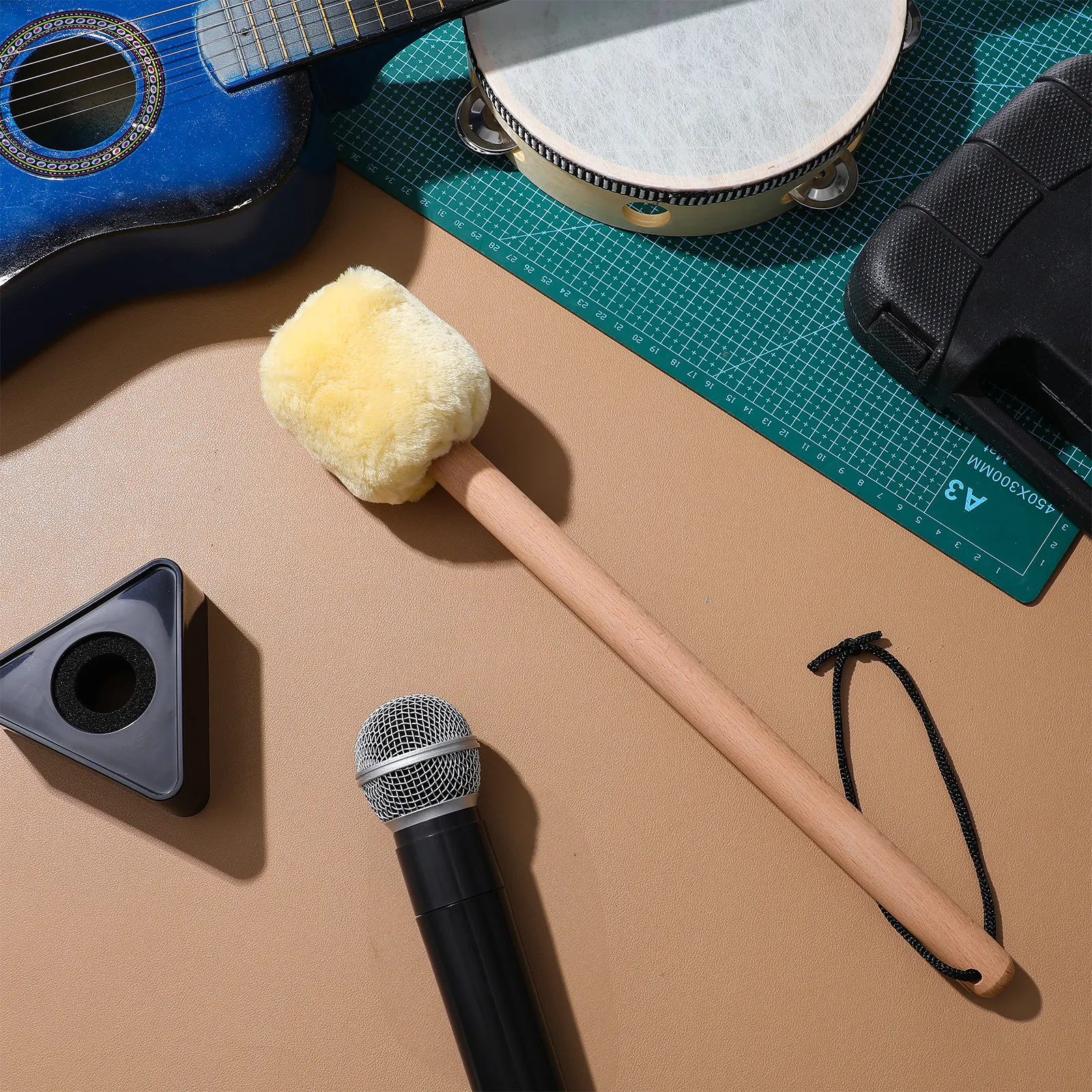 木製バスドラムスティック-滑らかなハンドル-滑り止めドラムマレット-楽器アクセサリー-パフォーマンス練習用ポータブルドラムスティック