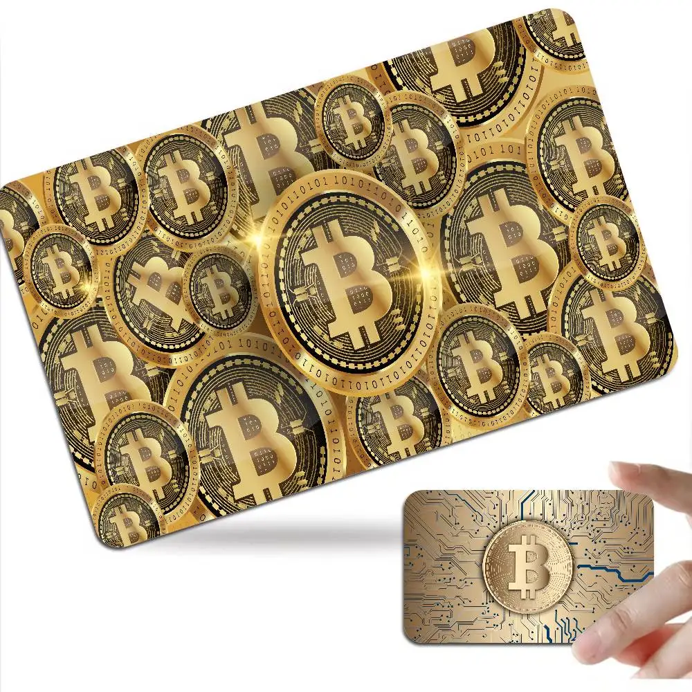 Fashion B-bitcoin Anime Front Cover Film Sticker Skin for Credit Debit Card Small Large Chip