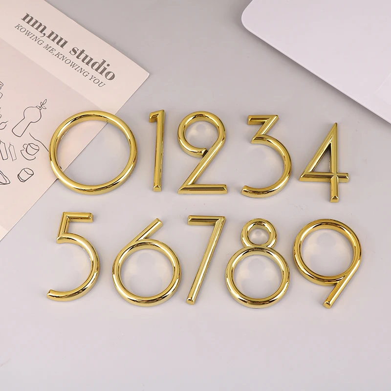 1 Pc 0-9 Hotel Apartment Door Plate Height 6cm Golden Home Sticker Address Door Label Modern House Number Digital