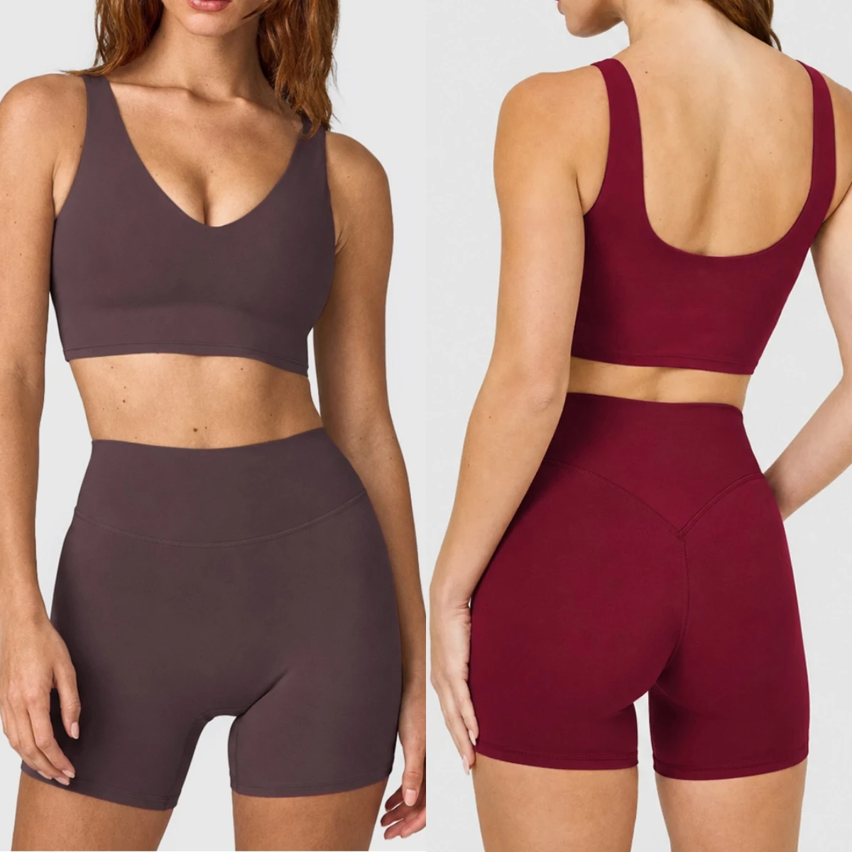 Women 2 PCS Yoga Set V Neck U  - Pilates V Yoga ulasan dan harga