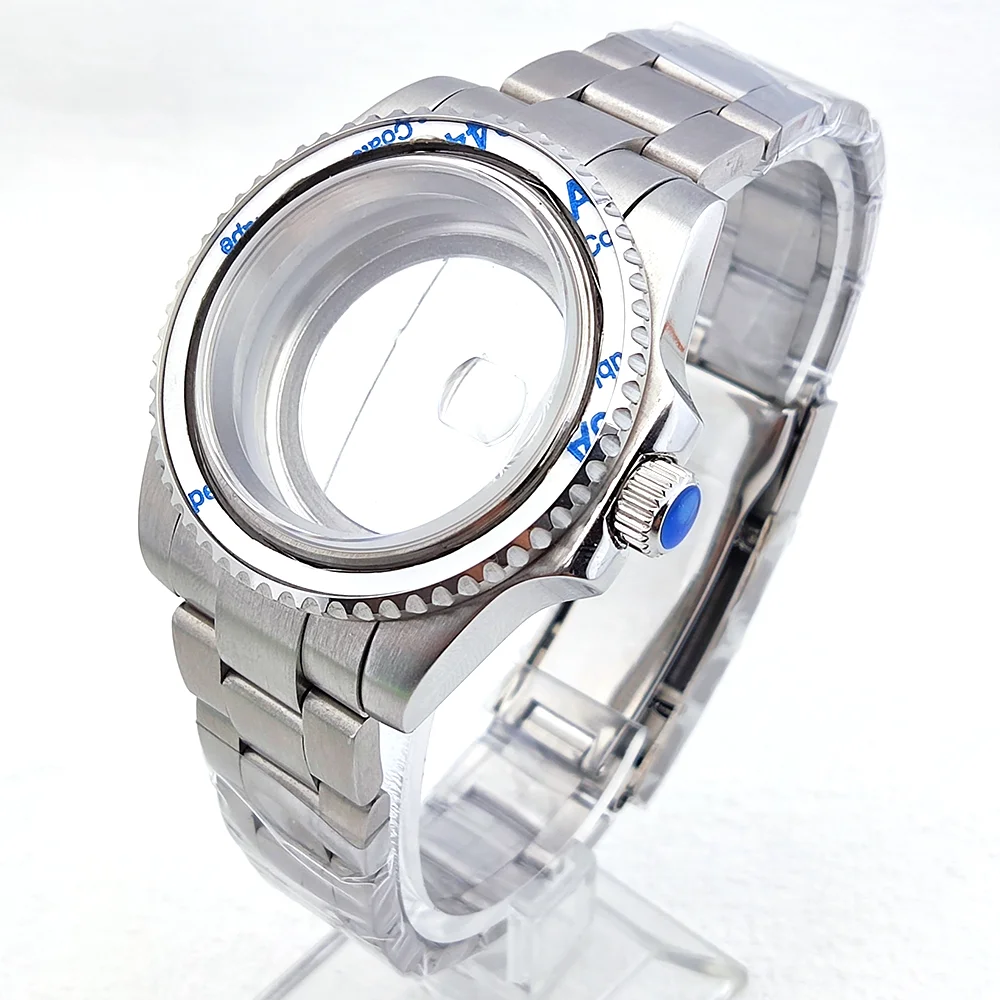 NH35 casing Cyclops belakang transparan casing pergerakan cocok NH35/NH36 Gear dapat diputar Bezel bukaan 41mm Set casing jam tangan