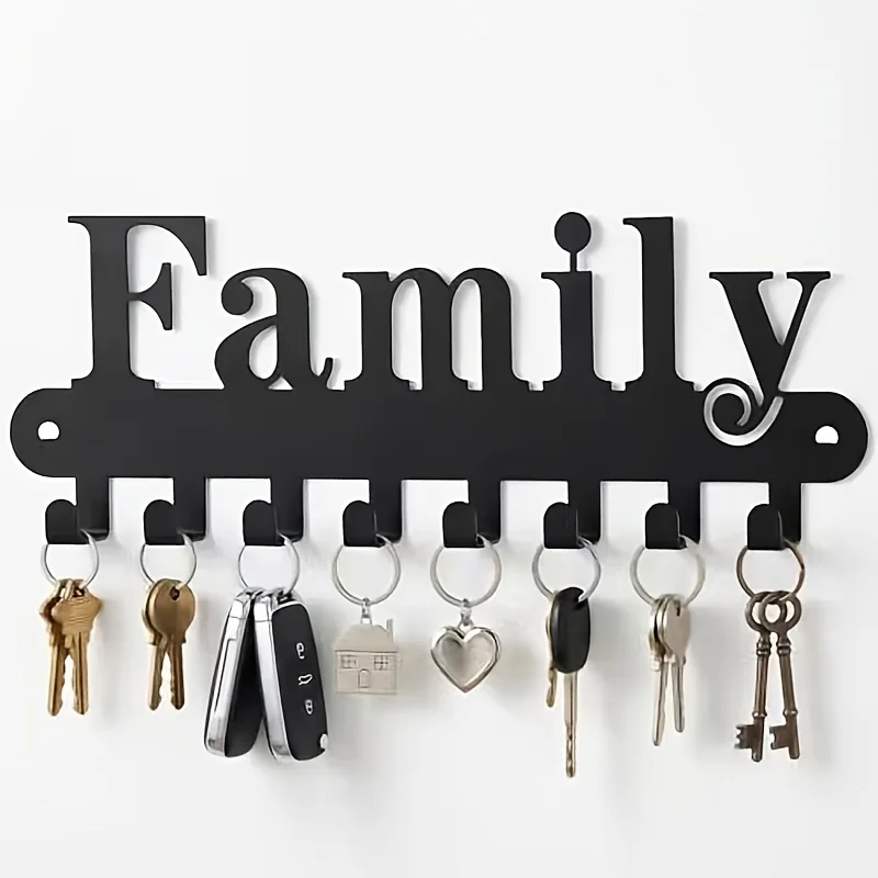 CIFBUY Family Metal Wall Art Key Holder Waterproof Durable Iron Craft Decor For Entryway Hallway Living Room Home Interior Gift