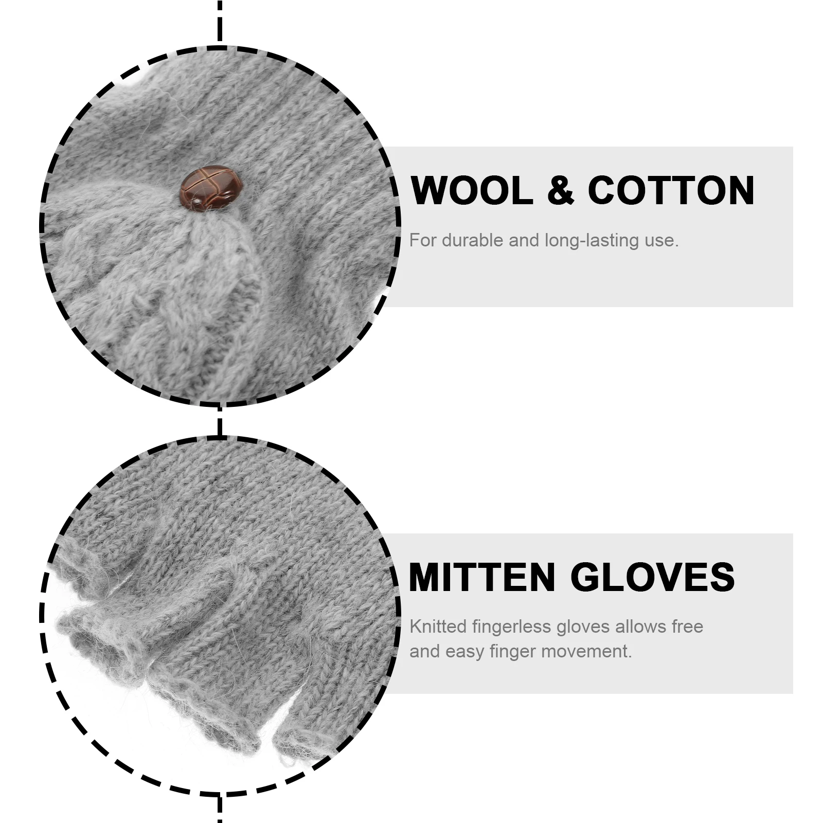 

Thermal Half Finger Gloves Ladies Fingerless Mittens Knitted Winter Women with Cover