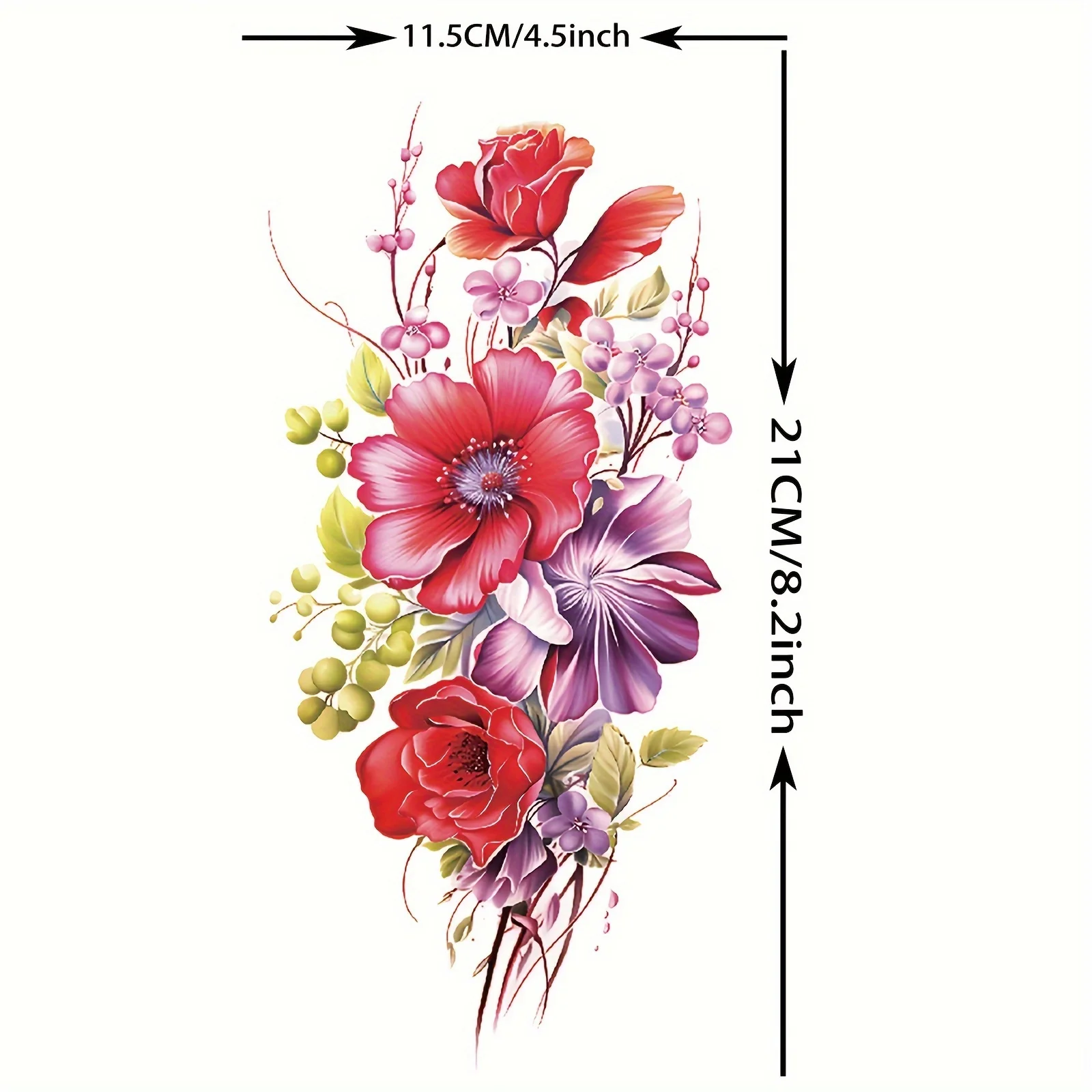 Waterproof Rose Temporary Tattoo Sticker for Women - Versatile Body Art for Arms & More, Easy Apply & Remove view 5