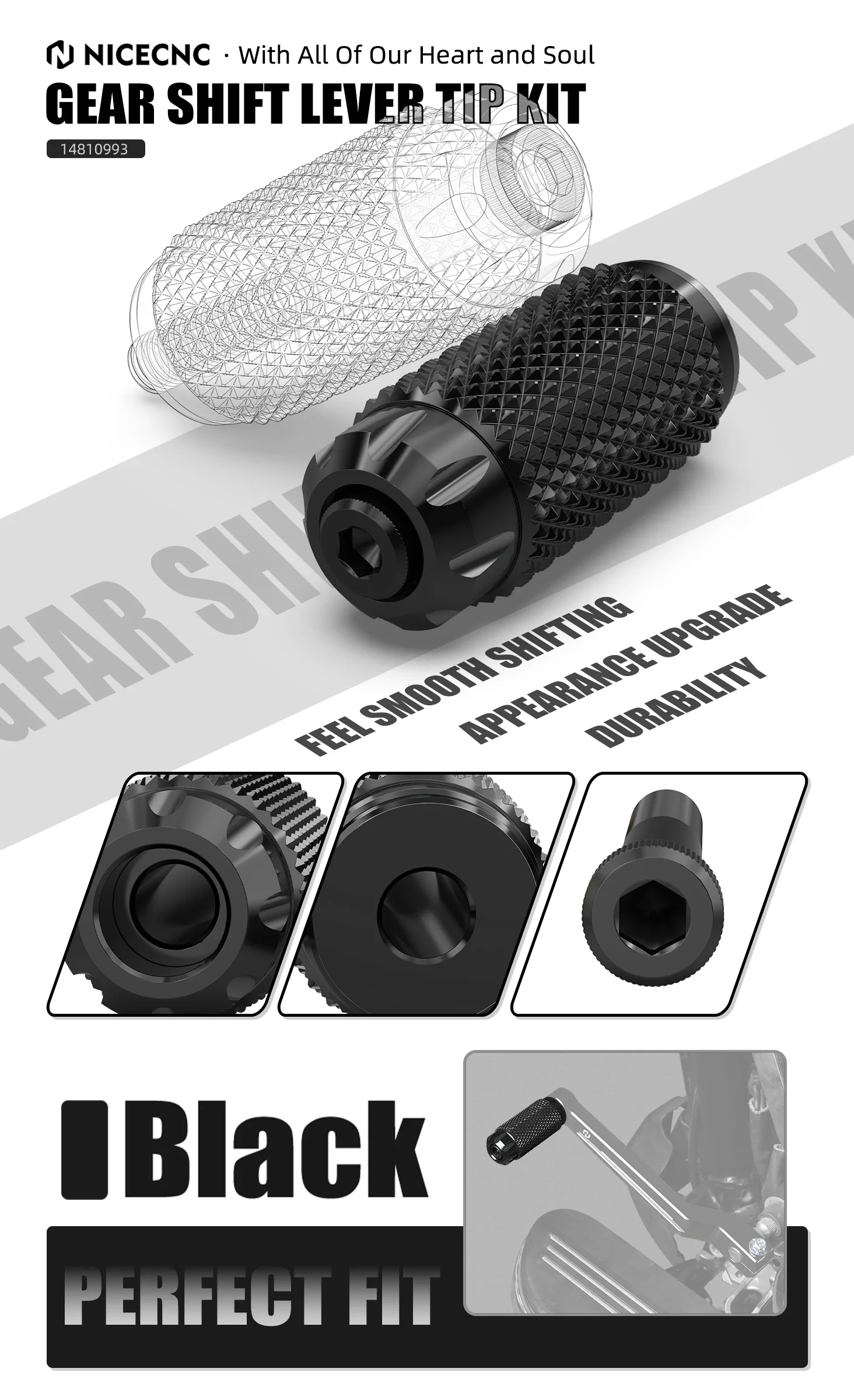 NICECNC Bremspedal-Pad, Schalthebel-Peg für Harley Softail Touring Street Glide Special FLHX Road Glide Road King 1984-2023 – Detail 1