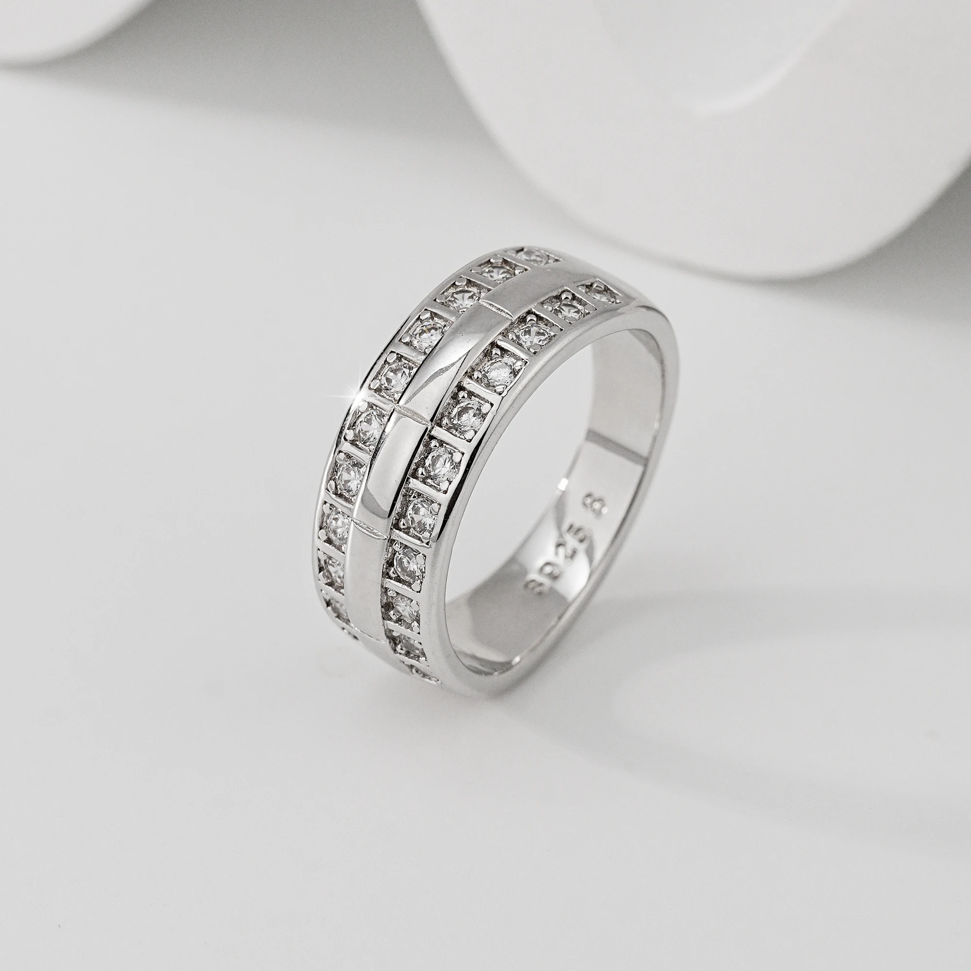 

925 Sterling Silver Ring for Men Women, Full Paved Zircon Wedding Band, Classic Eternity Promise Ring, Fine Jewelry Gift