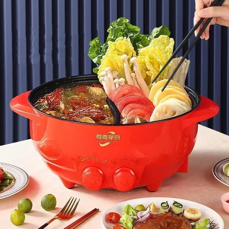Home All-In-One Electric Cooking Pot Electric Cook Pot Non-Stick Grill Pan 2000W Multi-function 6L  Electric Hot Pot