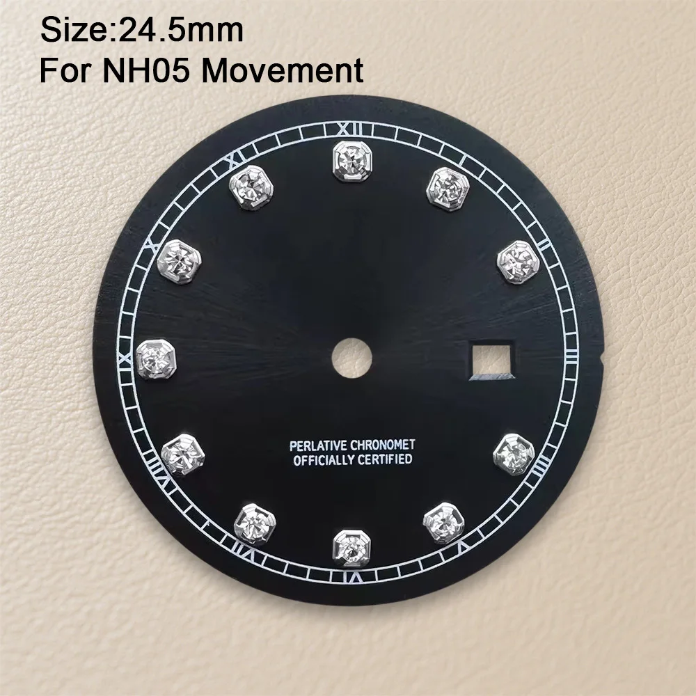 24.5mm S Logo Diamond Dial Suitable For NH05 Japan Movement Sunray Watch Accessories Repair Tool image 3