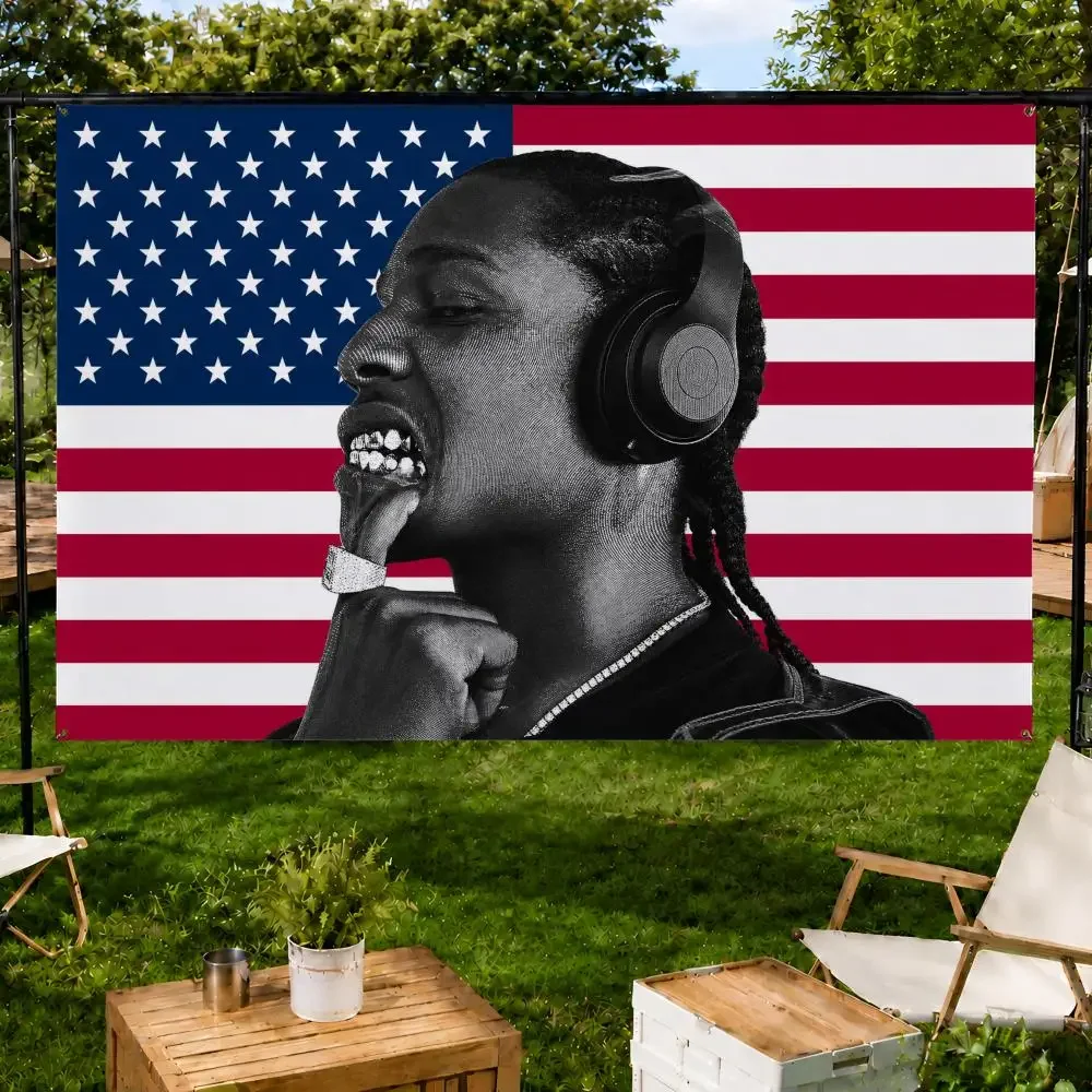 Hip Hop Rapper A-Asap Rocky Flags Fan support, home, dormitory, wall decoration, outdoor camping, party banners, gifts