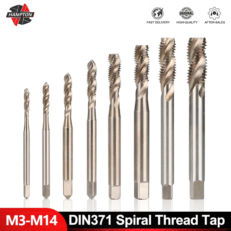 

HAMPTON Machine Tap DIN371 Reinforced Shank M3/M4/M5/M6/M8/M12/M14 Spiral Groove Metric Screw Tap Thread Tap Drill Hand Tools