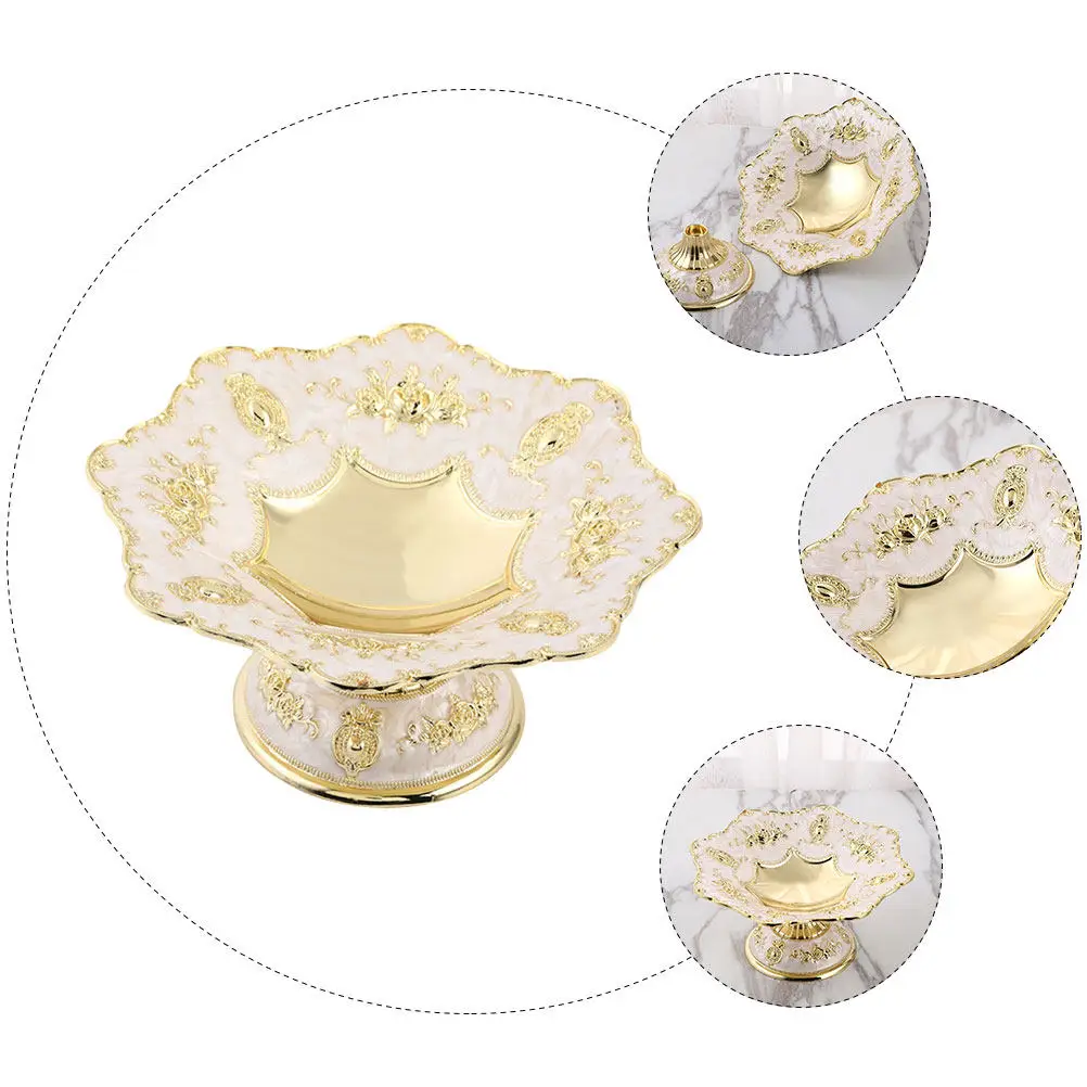 Chic European Style Fruit Bowl Alloy Snack Serving Plate for Dried Fruits Candies Sweets Desserts Party Birthday Wedding Food