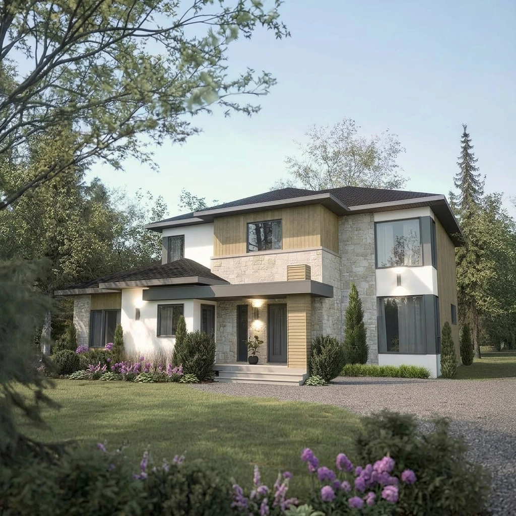 Prefab Light Steel Structure Two Storey Villa Modern Design Steel Frame House for Residential Use