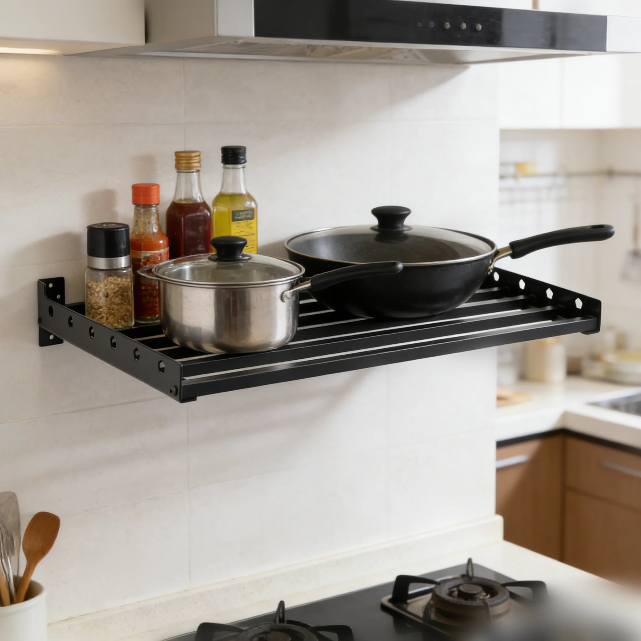 Wall Mounted Storage Shelf for Garage Metal Shelf Rack Heavy-Duty Wall Organizer Shelves Suitable for kitchen 23.6*13.8"