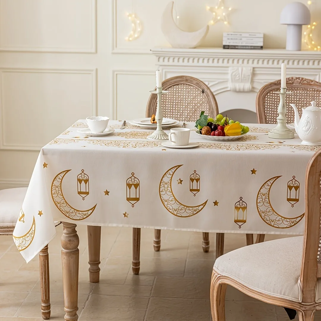 Miyagold Islamic star and crescent pattern tablecloth  Miyagold two-color polyester fiber tablecloth