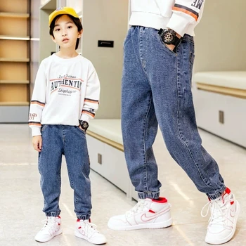 New Spring Autumn Teenage Boys Jeans Fashion Splicing Slim Fit Style Long Denim Pants For 3-12 Years Kids Children Trousers 6