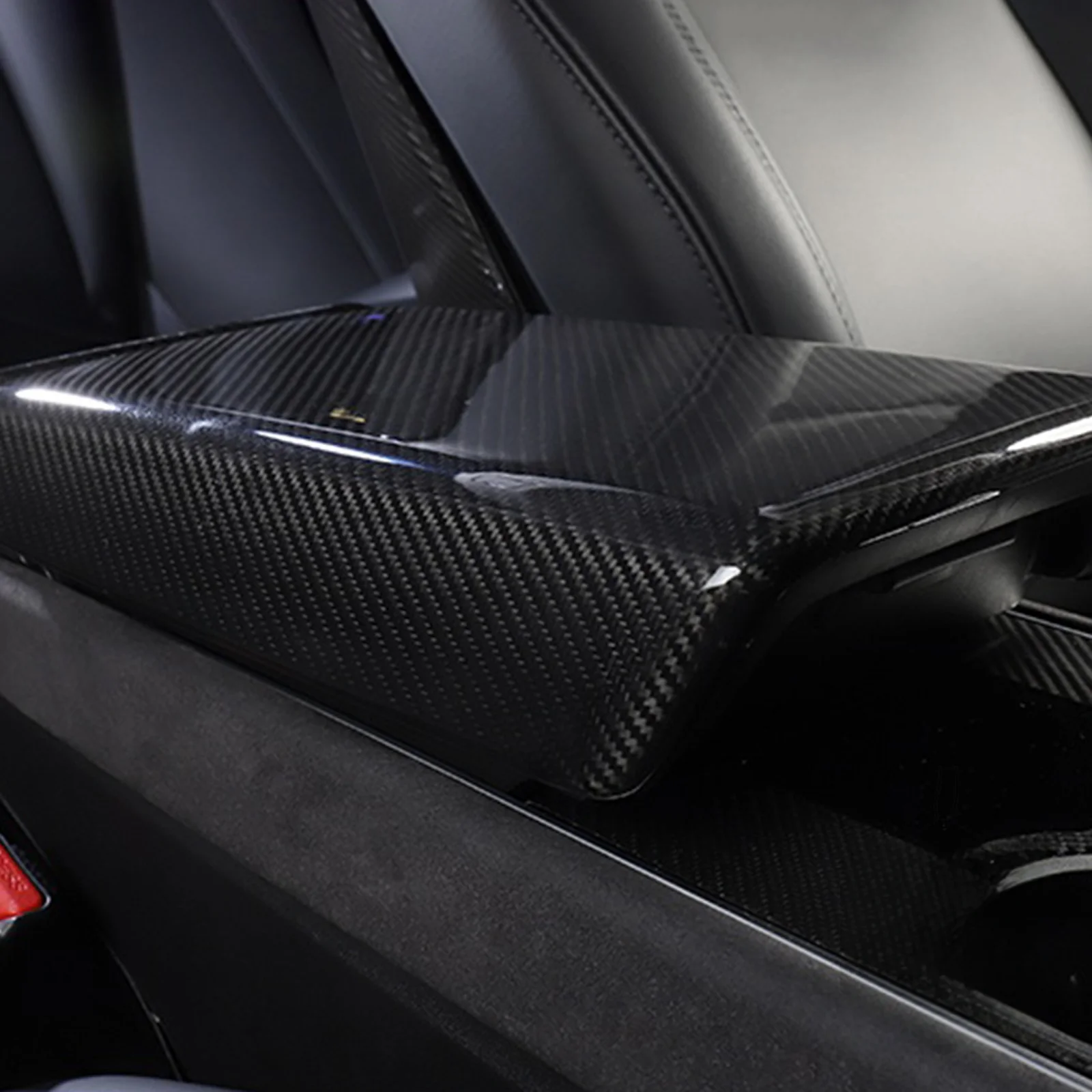 

Carbon Fiber Interior Car Armrest Box Cover Trim fit for Tesla Model 3 Y 2020 2021