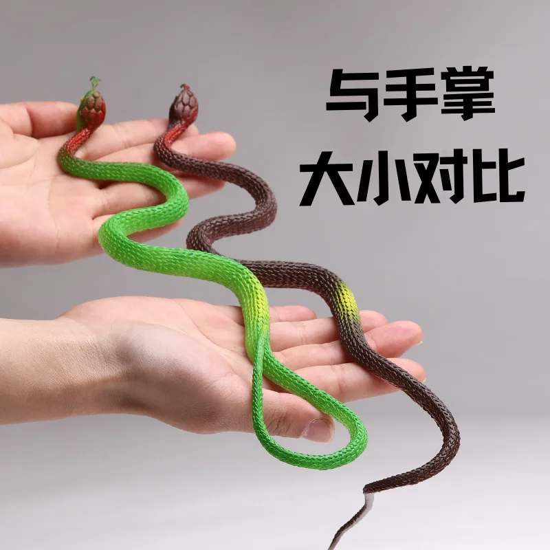 Long 40cm Simulation Color Small Snake Model Soft Glue Triangular Venomous Frightening Small Snake Playing Jokes Toys 6pc/lot