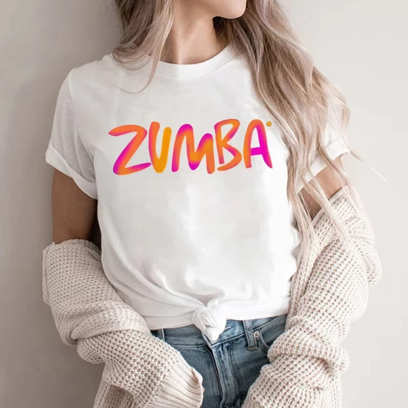 Camiseta con estampado de letras Zumba para mujer, ropa de moda para mujer, camisetas gráficas, ropa Harajuku Y2k, camisas vintage, ropa vintage