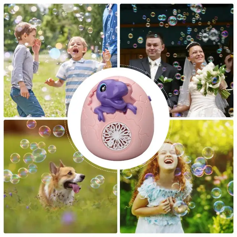 Bubble Blower Light And Sound Dinosaur Shape Bubble Wand Rechargeable Automatic 12-Hole Electric Machine Leak-Proof Design For