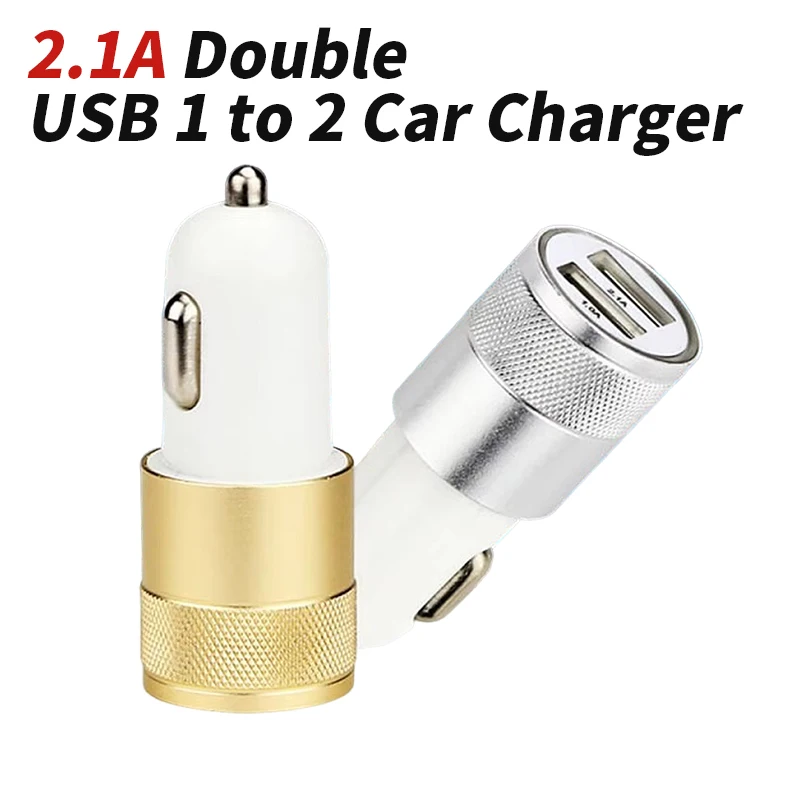 2.1A Double USB 1 to 2 Car Charger Cigarette Lighter Plug USB Multi-functional fast charger Adapter Connector for Mobile Phones