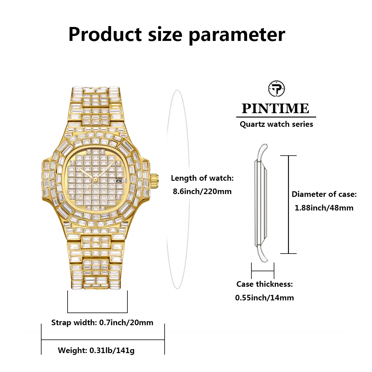 Men's Quartz Watch, with Star-Shaped Diamonds Set, Luxurious Business Calendar with Night Light and Water Resistance. A Great Gi