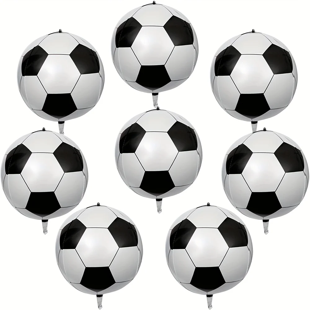 8er-Pack brandneue 22-Zoll-4D-Fußball-Folienballons für Fußballpartys, Familienballspiele und Karnevalsdekorationen