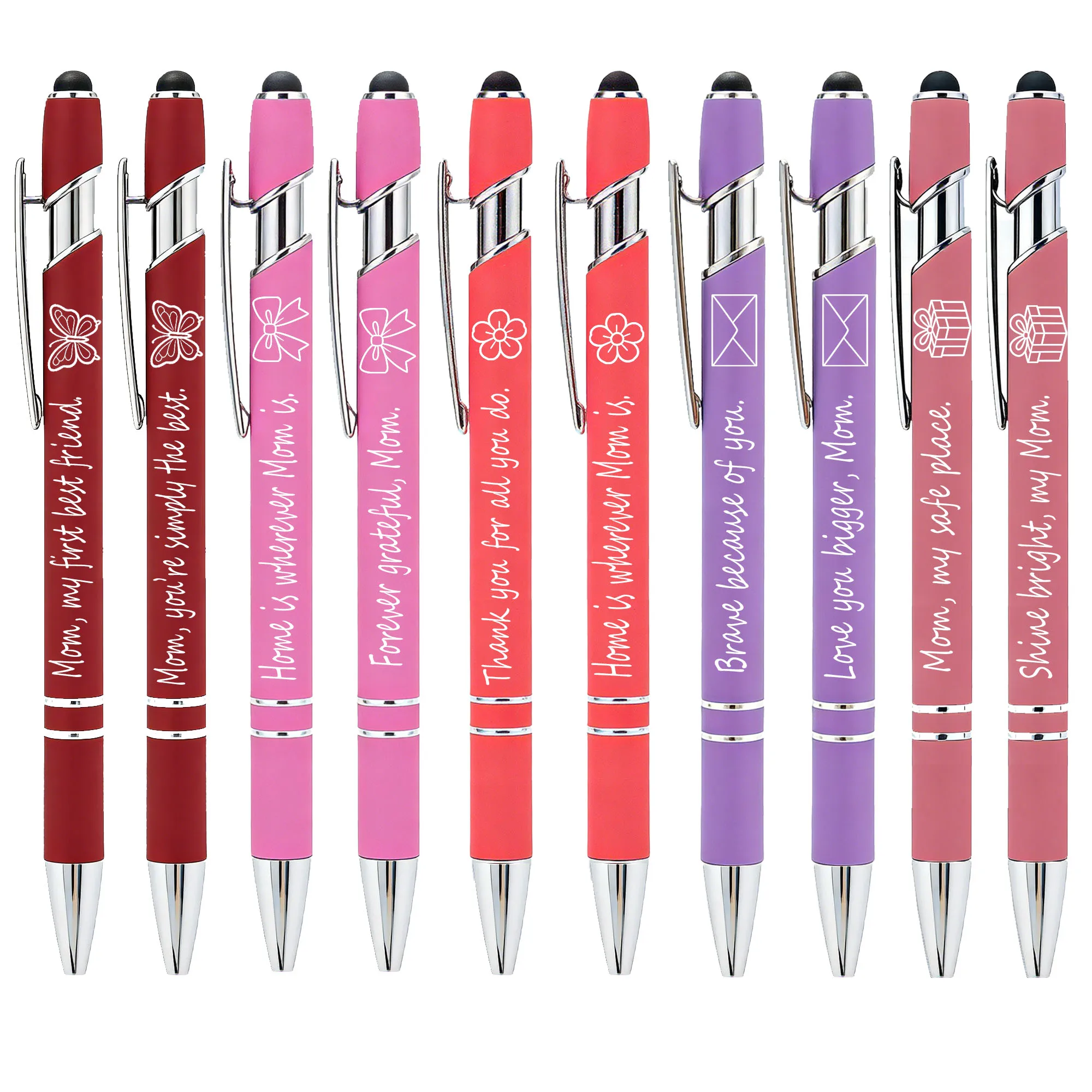 

10 штук / 15 штук металлических ручек с надписью ко Дню матери. Металлические шариковые ручки с сенсорным экраном. Подарочные ручки ко Дню матери.