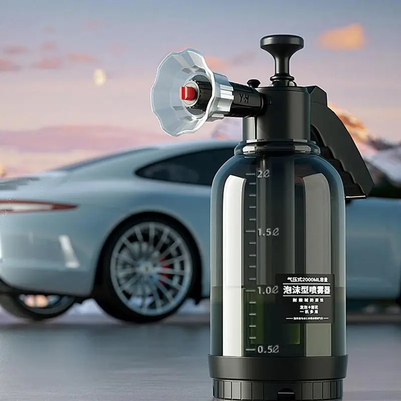 

2l Car Wash Sprayer Foam Cannon For Hose Translucent Water Bottle With Scale For Car Wash Car Detailing Weeds Spraying Household