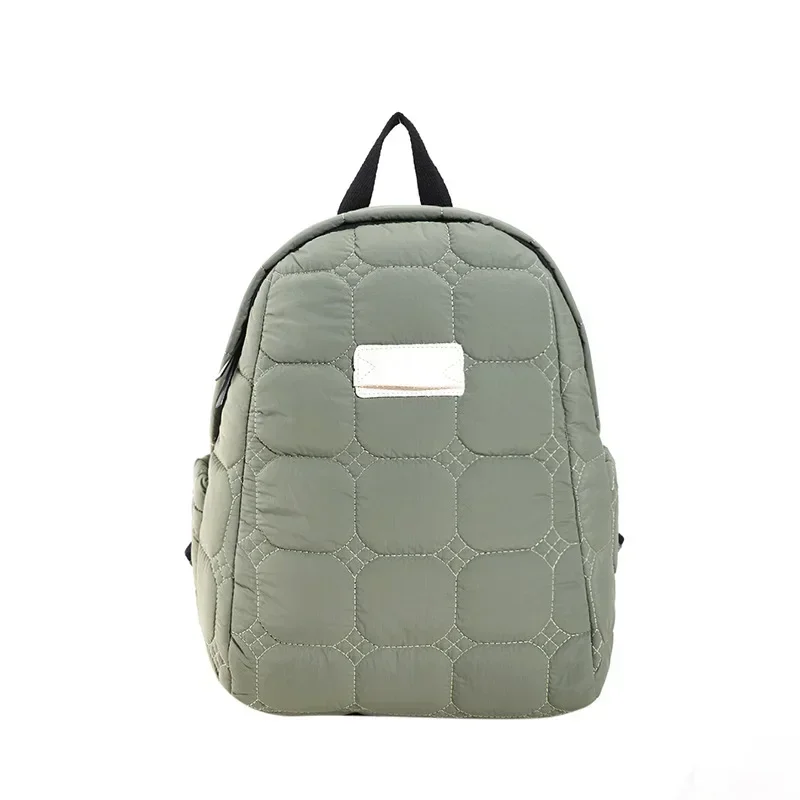 Winter Warm Space Down Women\'s Backpack Quilted Plaid Female School Backpacks Bags Winter Quilted Rucksack Daily Travel Bags