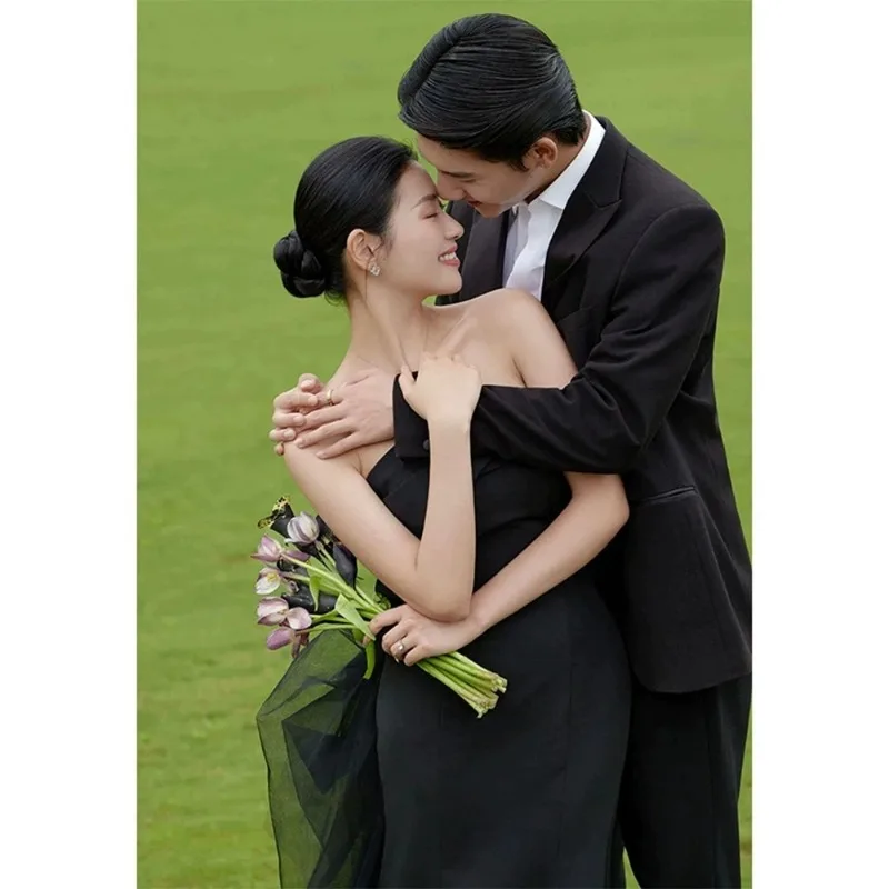 지이실 맞춤형 라이트 웨딩드레스 신부 고급스러운 섹시한 머메이드 튜브탑 칼라 인증 드레스 스커트 여성용