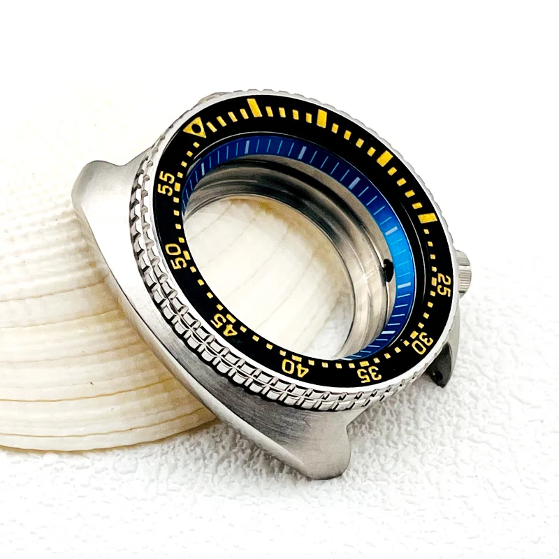 44mm NH36 NH35 Case 6105 Turtle Watch Case Fit For 7S26 NH34 NH35 NH36 Movement Transparent Back Cover Abalone 6105 Watch Cases