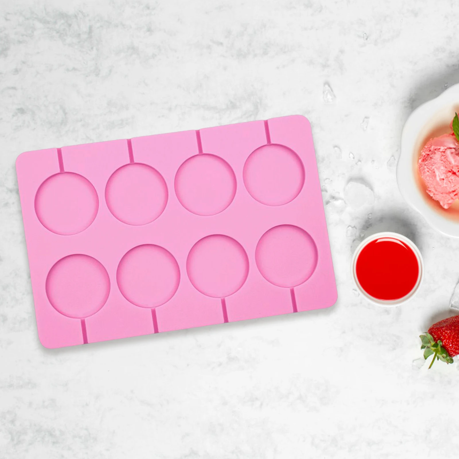 

Round Silicone Candy Mould Reusable Flexible Lollipop Mould Gifts for Your Family or Friends SDI99