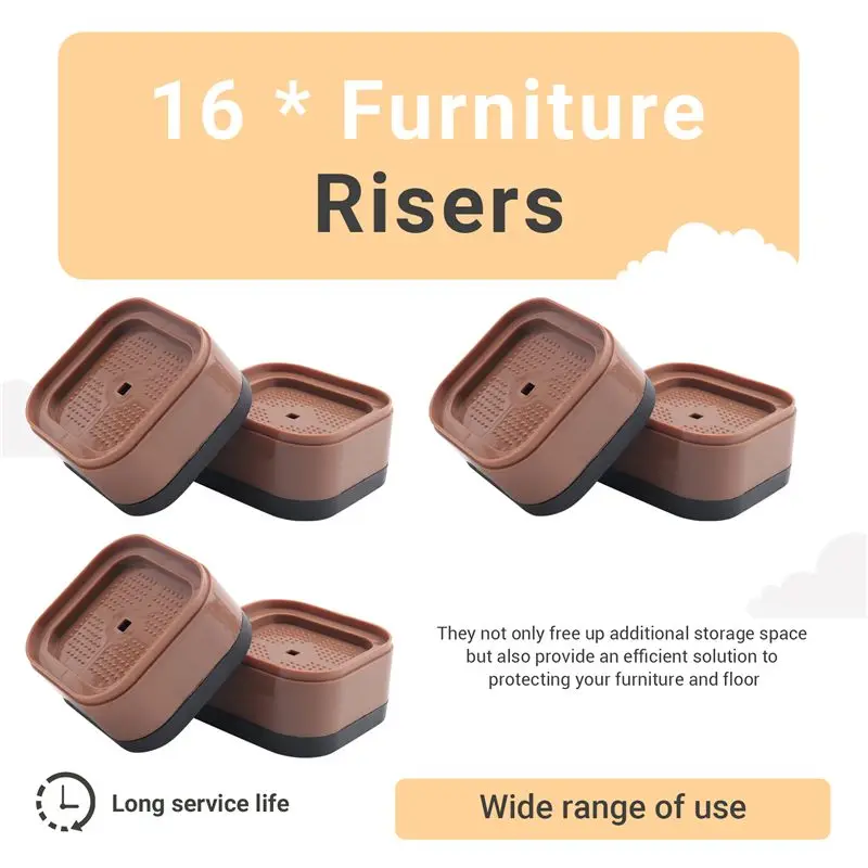 AT19-Furniture Risers Adjustable Bed Risers Desk Leg Risers 1.38Inch Stackable Heavy Duty Bed Lifts Risers Square Bed Raising