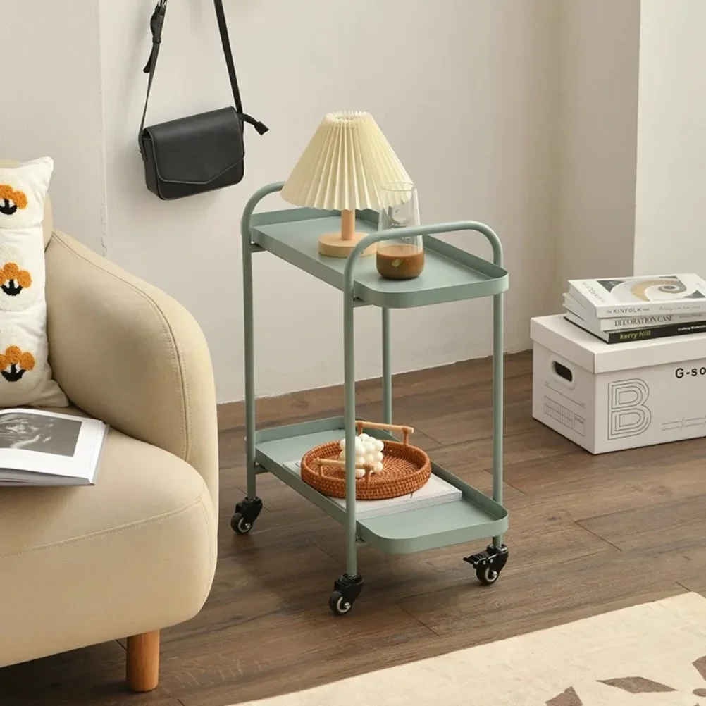 Nordic Small Cart Sofa Side Table Movable Small Coffee Table Living Room Modern and Simple Bedroom Storage Rack Side Table image 6