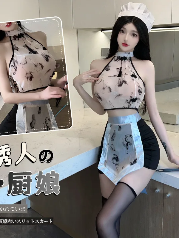 Robe transparente en dentelle et maille transparente, Lingerie de demoiselle d'honneur, uniforme de Cosplay pour fille, robe de servante Sexy, élégante, à la mode, nouveau QF4, 2023