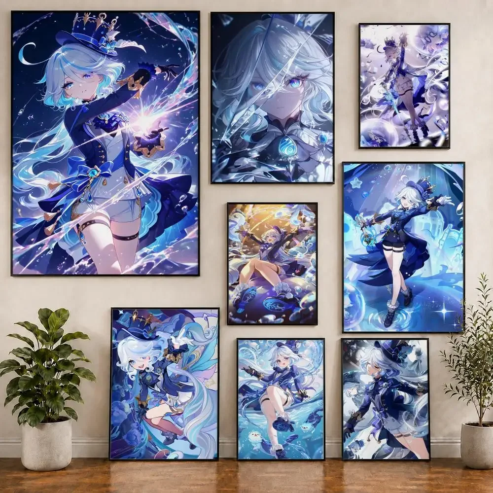 Genshin Impact Furina Poster Pvc HD Peel and Stick Modern poster Home Office Living Room Dining Room Wall Decor