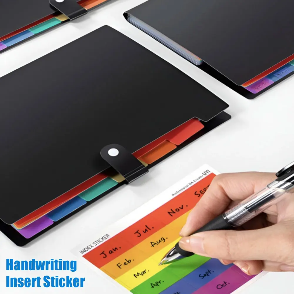 1pc 7-pocket colorful expandable document bag, A4 accordion-style document bag, plastic material, document storage bag image 3