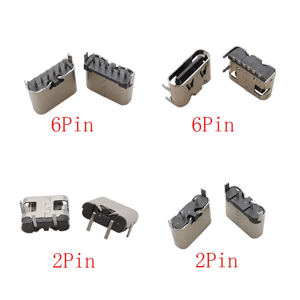 10Pcs USB Connector Type C Female Charging Port Jack 2P/6P/16P/24 Pin Soldering PCB SMD SMT DIY USB-C Socket Adapter