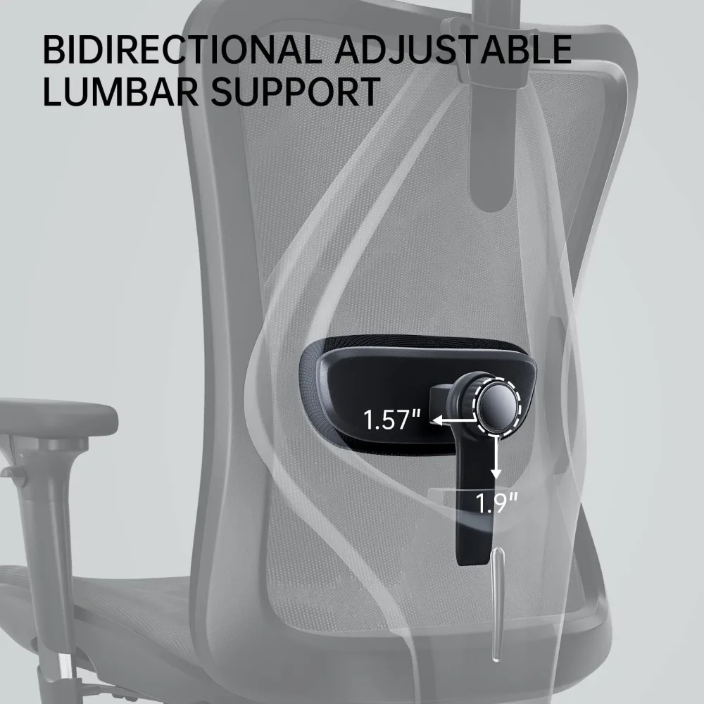 كرسي مكتب مريح M57 مع مساند للذراعين ثلاثية الاتجاهات ودعم قطني ومسند رأس قابل للتعديل وظيفة إمالة خلفية عالية باللون الرمادي #5