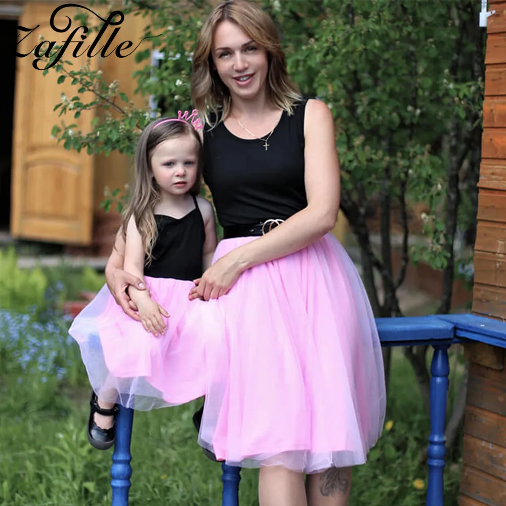 ZAFILLE Family Clothing Set Mom and daughter dress 2021 Pink Princess Dress Summer Mommy and daughter clothes