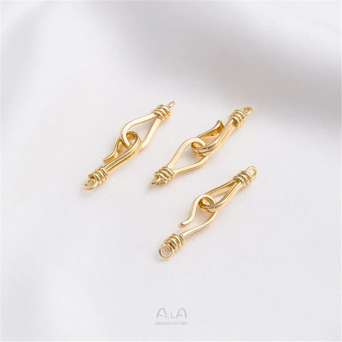 14K Goldfish Hook Shaped Closure Buckle, Handcrafted DIY Crystal Pearl Necklace, Bracelet Connection Buckle, Jewelry Buckle B964 image 5