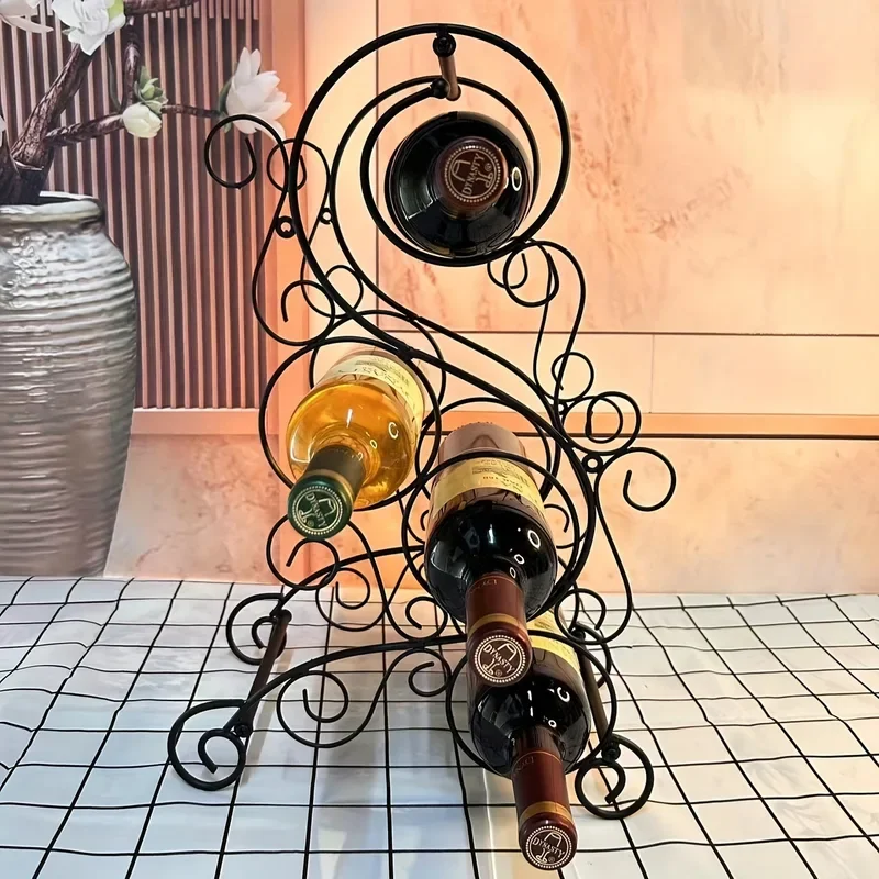

Iron Art Red Wine Rack Creative Decoration Home Wine Cabinet Wine Rack Black Assembly