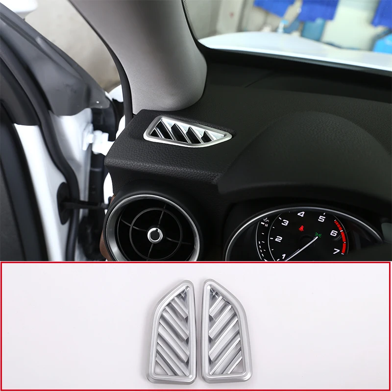 2 Pcs For Alfa Romeo Stelvio 2017-2018 Car-styling ABS Chrome Dashboard Air Conditioning Vent Outlet Frame Cover Trim