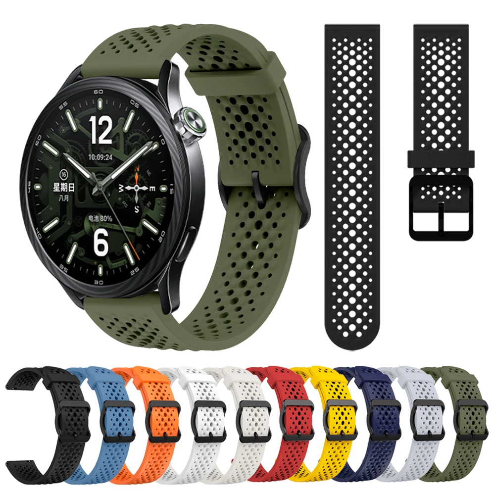 22mm Silicone Watch Band for Xiaomi Watch S5 46mm Breathable Bracelet Mi Watch 5 2Pro S4 Sport S3 S2 S1 Active/Pro Color 2 Strap